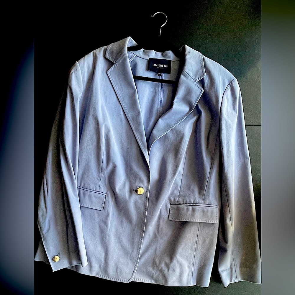 18W Lilac Lafayette 148 Cotton Blazer